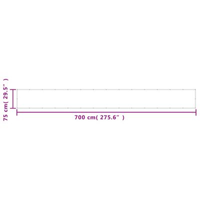 vidaXL Paravento da Balcone Bianco 75x700 cm 100% Poliestere Oxford