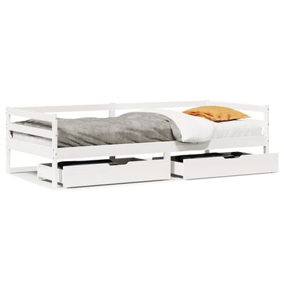 vidaXL Dormeuse con Cassetti Bianco 90x200 cm Legno Massello di Pino