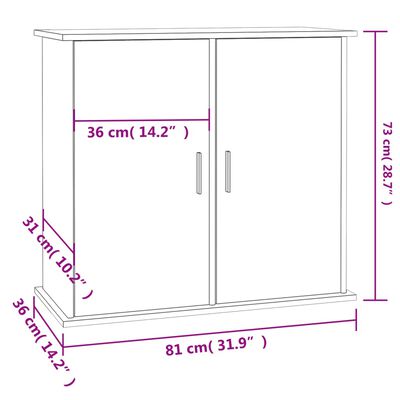 vidaXL Supporto Acquario 81x36x73 cm in Legno Multistrato Rovere Fumo