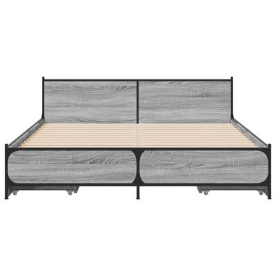 vidaXL Giroletto Cassetti Grigio Sonoma 135x190 cm Legno Multistrato