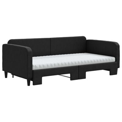 vidaXL Divano Letto Estraibile con Materassi Nero 100x200 cm Tessuto