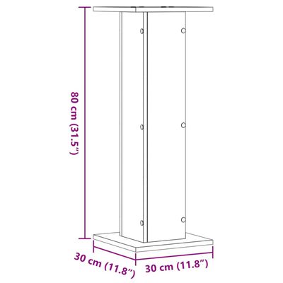 vidaXL Supporti per Piante 2 pz Rovere Fumo 30x30x80 cm in Truciolato