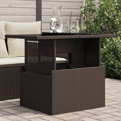 vidaXL Tavolo da Giardino Piano Vetro Marrone 100x55x73 cm Polyrattan