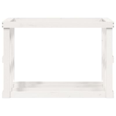 vidaXL Portaceppi da Esterno Bianco 108x52x74 cm Legno Massello Pino