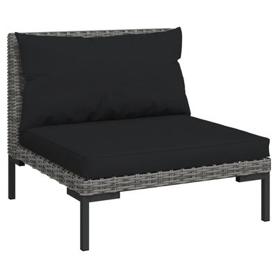 vidaXL Divani da Giardino 11 pz con Cuscini in Polyrattan Grigio Scuro