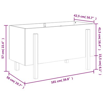 vidaXL Fioriera Rialzata da Giardino Ambra 101x50x57 cm Massello Pino