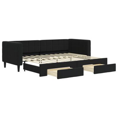 vidaXL Divano Letto Estraibile con Cassetti Nero 80x200 cm in Velluto