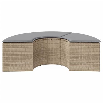 vidaXL Poggiapiedi da Giardino con Cuscino Beige in Polyrattan