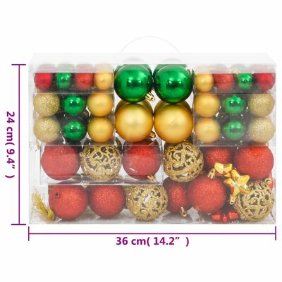 vidaXL Set Palline di Natale 112 pz Rosso / Verde / Oro in Polistirene