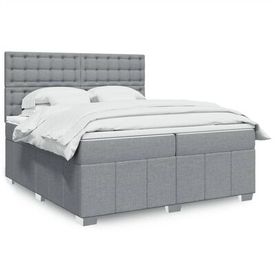 vidaXL Giroletto a Molle con Materasso Grigio Chiaro 200x200cm Tessuto