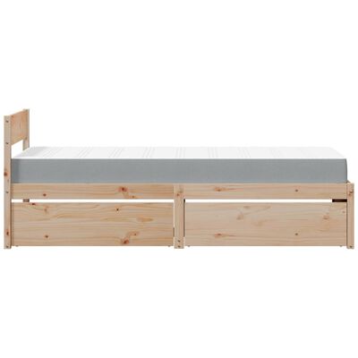 vidaXL Letto con Cassetti e Materasso 90x200 cm Legno Massello di Pino