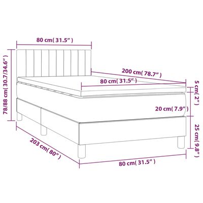 vidaXL Letto a Molle Materasso e LED Grigio Chiaro 80x200 cm Tessuto