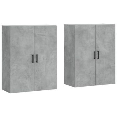 vidaXL Mobili a Parete 2 pz Grigio Cemento 69,5x34x90 cm