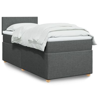 vidaXL Letto a Molle con Materasso Grigio Scuro Singolo in Tessuto