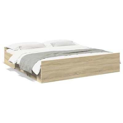 vidaXL Giroletto Cassetti Rovere Sonoma 200x200 cm Legno Multistrato