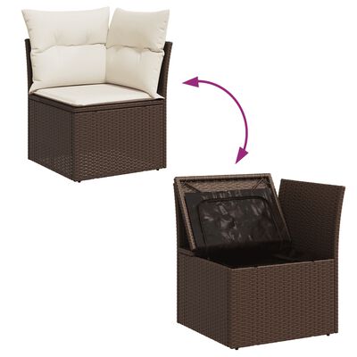 vidaXL Set Divani da Giardino 7 pz con Cuscini Marrone in Polyrattan