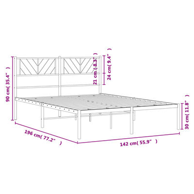 vidaXL Giroletto con Testiera Metallo Bianco 135x190 cm