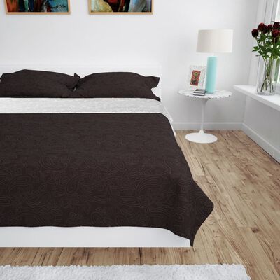 vidaXL Copriletto Double-Face Trapuntato 170x210 cm Crema e Marrone