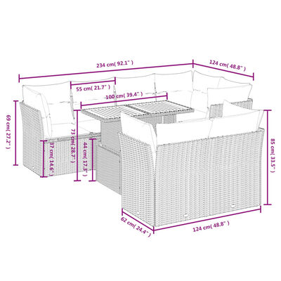 vidaXL Set Divani da Giardino con Cuscini 8 pz Nero in Polyrattan