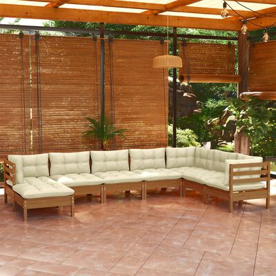 vidaXL Set Salotto Giardino 8pz con Cuscini Marrone Ambra Legno Pino