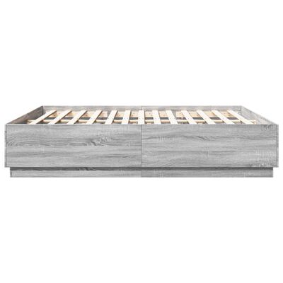 vidaXL Giroletto Luci LED Grigio Sonoma 180x200 cm Legno Multistrato