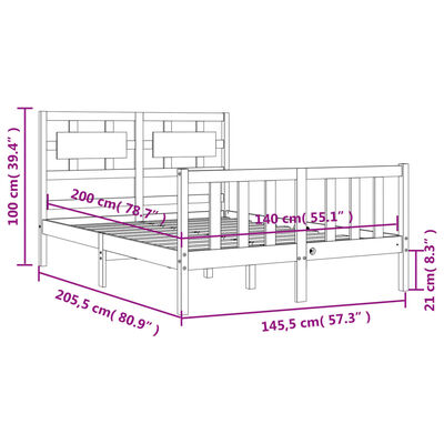 vidaXL Giroletto con Testiera Bianco 140x200 cm in Legno Massello