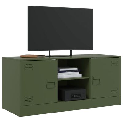 vidaXL Mobile TV Verde Oliva 99x39x44 cm in Acciaio