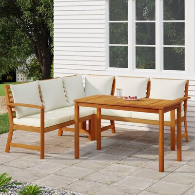 vidaXL Set da Pranzo Giardino 4pz con Cuscini Legno Massello di Acacia