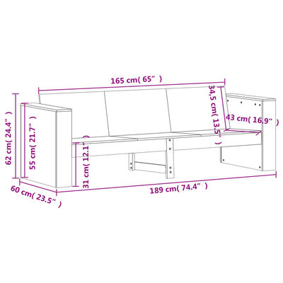 vidaXL Set Salotto da Giardino 2 pz Bianco in Legno Massello di Pino