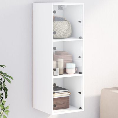 vidaXL Mobile a Muro con Ante in Vetro Bianco 35x37x100 cm