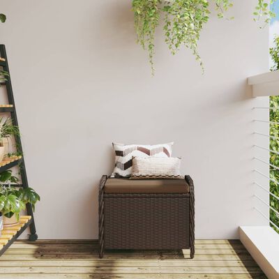 vidaXL Sgabello Giardino con Cuscino Marrone 58x46x46 cm in Polyrattan