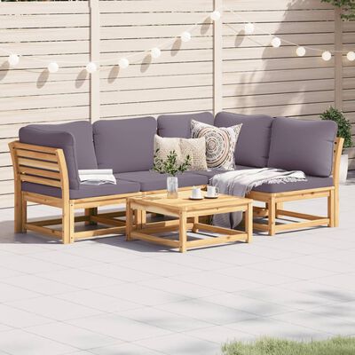 vidaXL Set Salotto da Giardino 5 pz con Cuscini Legno Massello Acacia