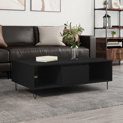 vidaXL Tavolino da Salotto Nero 104x60x35 cm in Legno Multistrato