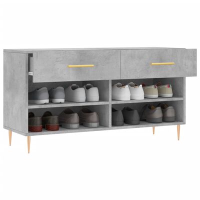 vidaXL Panca Porta Scarpe Grigio Cemento 102x35x55cm Legno Multistrato