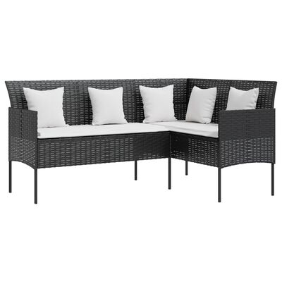 vidaXL Set Divano a L con Cuscini 5 pz Nero in Polyrattan