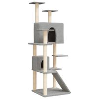 vidaXL Albero per Gatti con Tiragraffi in Sisal Grigio Chiaro 153 cm