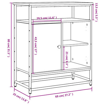 vidaXL Credenza Rovere Sonoma 69x35x80 cm in Legno Multistrato