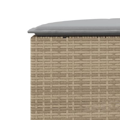 vidaXL Poggiapiedi da Giardino con Cuscino Beige in Polyrattan