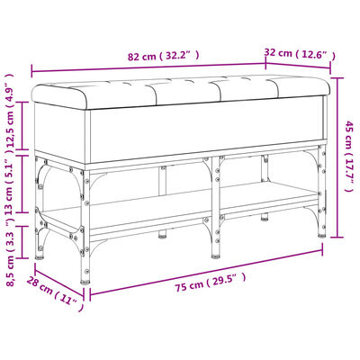 vidaXL Panca Porta Scarpe Rovere Fumo 82x32x45 cm in Legno Multistrato