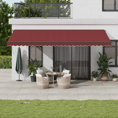 vidaXL Tenda da Sole Retrattile Manuale Bordò 600x350 cm