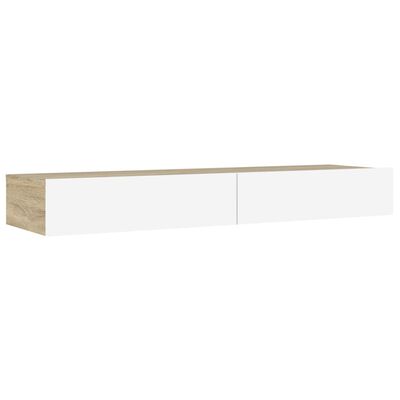 vidaXL Mobile TV con Luci LED Bianco e Rovere Sonoma 120x35x15,5 cm