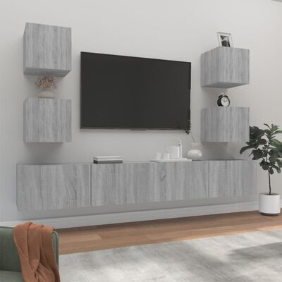 vidaXL Set di Mobili Porta TV 6 pz Grigio Sonoma in Legno Multistrato