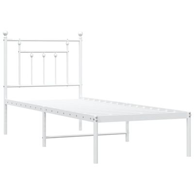 vidaXL Giroletto senza Materaso con Testiera Metallo Bianco 75x190 cm