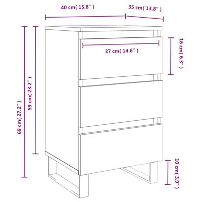 vidaXL Comodini 2 pz Bianchi 40x35x69 cm in Legno Multistrato