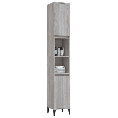 vidaXL Armadietto Bagno Grigio Sonoma 30x30x190cm in Legno Multistrato