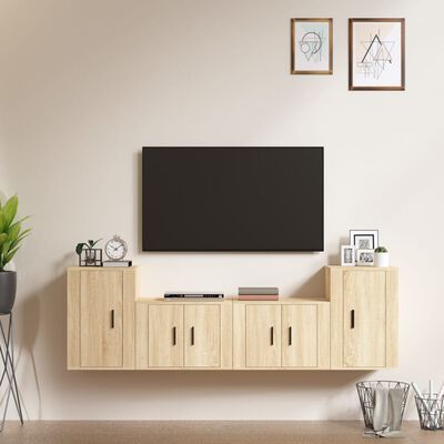 vidaXL Set di Mobili Porta TV 4 pz Rovere Sonoma in Legno Multistrato