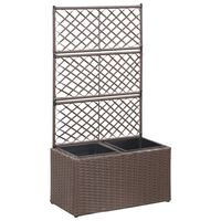 vidaXL Letto Rialzato Traliccio 2 Vasi 58x30x107 cm Polyrattan Marrone