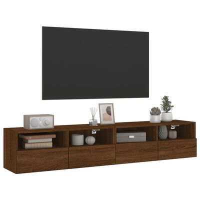 vidaXL Mobili TV Muro 2 pz Rovere Marrone 80x30x30cm Legno Multistrato