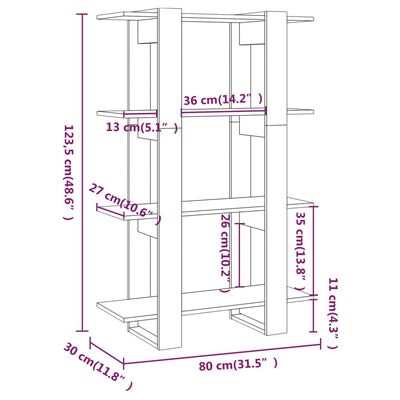 vidaXL Libreria/Divisorio Rovere Marrone 80x30x123,5 cm