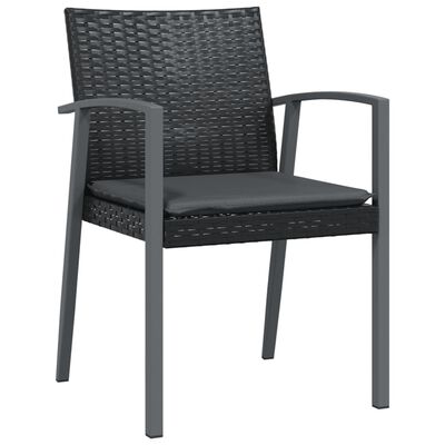 vidaXL Sedie da Giardino con Cuscini 4pz Nere 56,5x57x83 cm Polyrattan